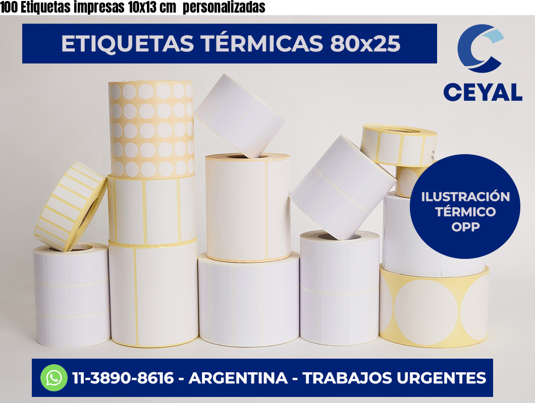 100 Etiquetas impresas 10x13 cm  personalizadas