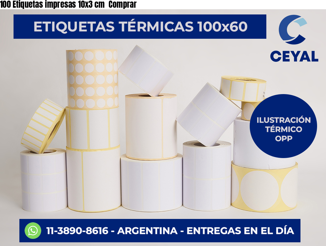 100 Etiquetas impresas 10×3 cm  Comprar