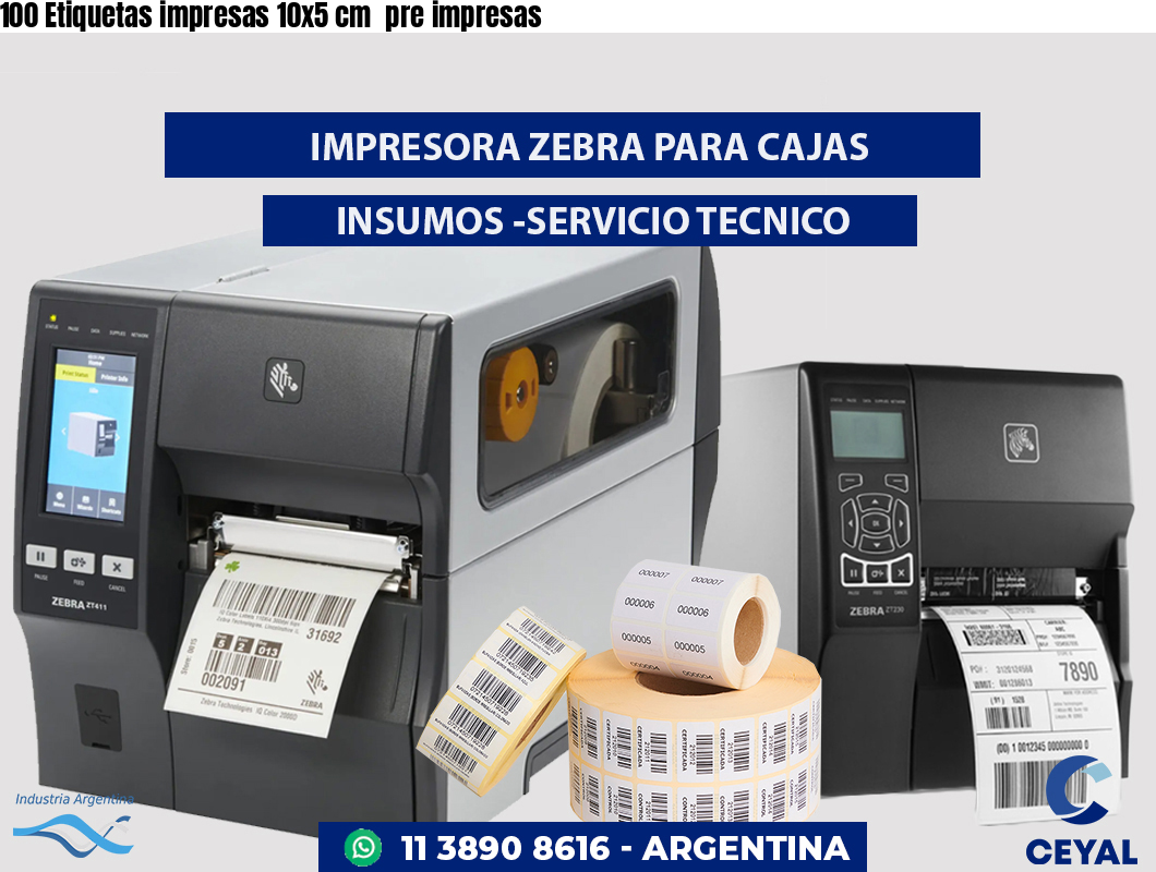 100 Etiquetas impresas 10x5 cm  pre impresas