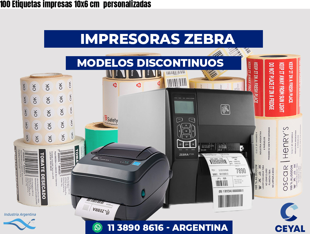 100 Etiquetas impresas 10x6 cm  personalizadas