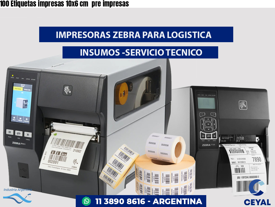 100 Etiquetas impresas 10x6 cm  pre impresas