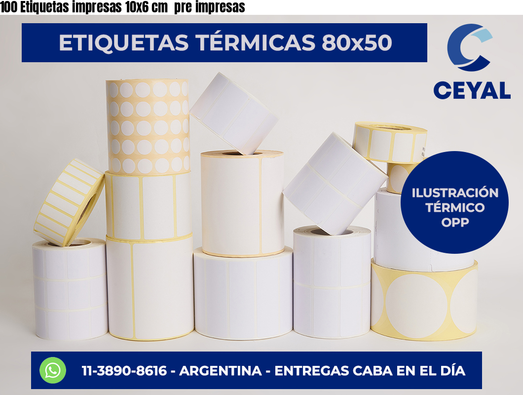 100 Etiquetas impresas 10×6 cm  pre impresas