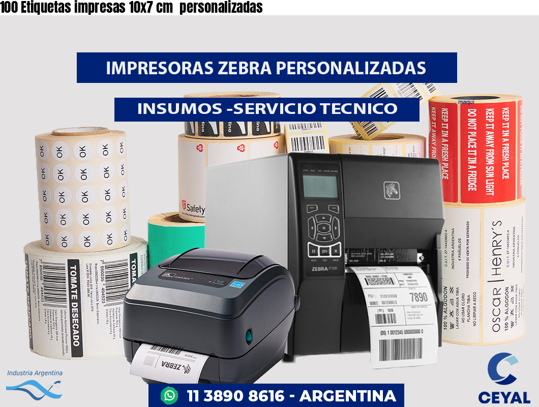 100 Etiquetas impresas 10x7 cm  personalizadas