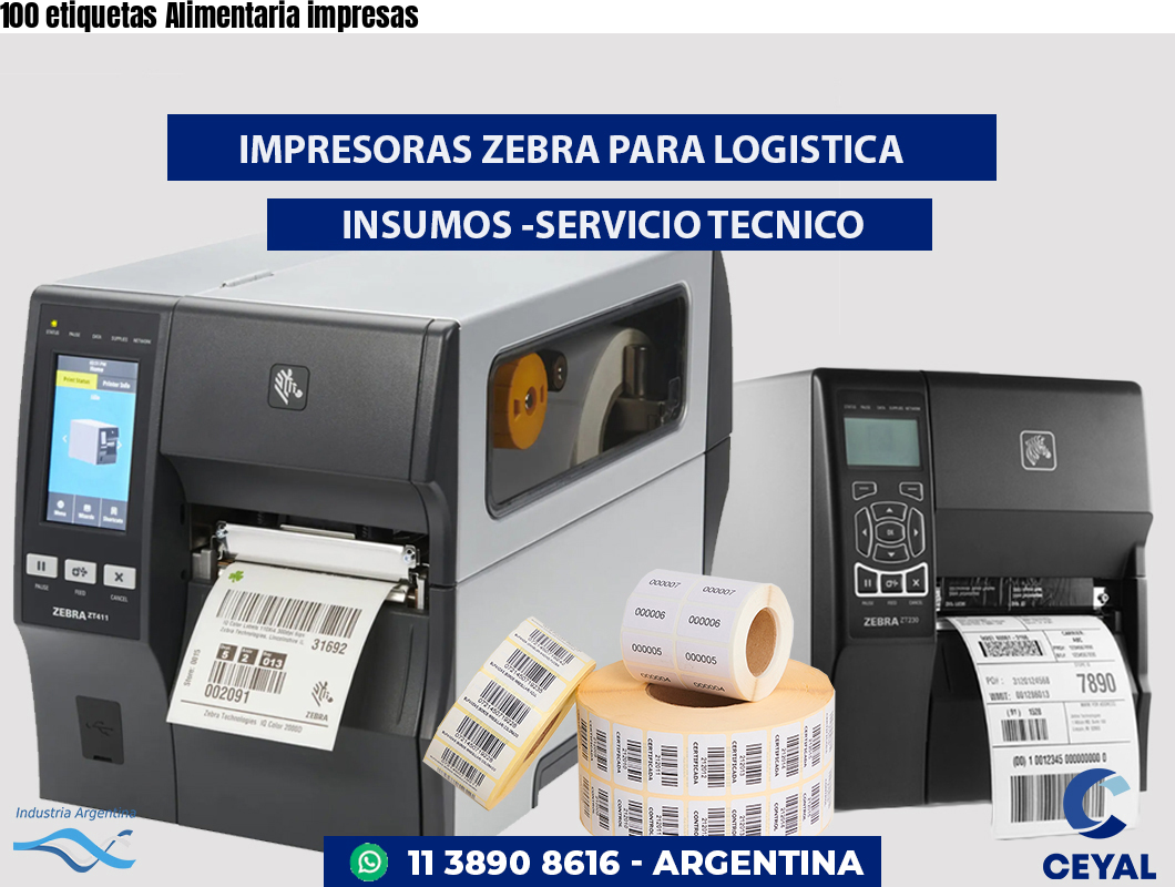 100 etiquetas Alimentaria impresas