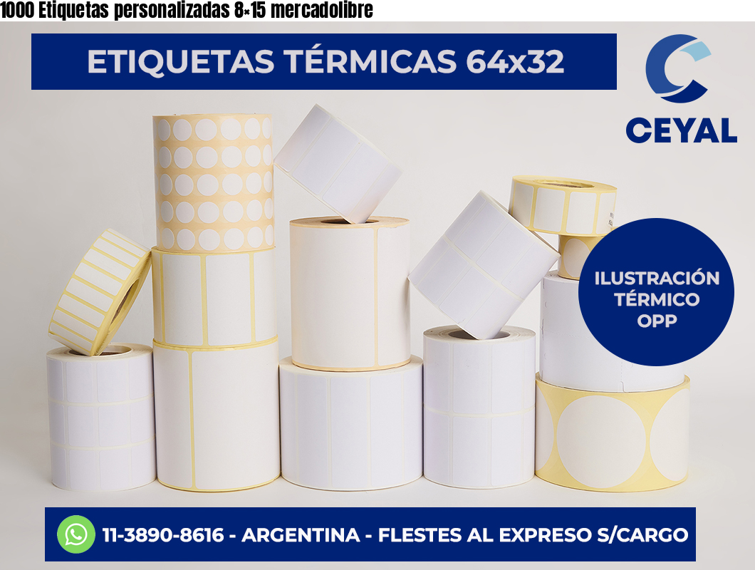 1000 Etiquetas personalizadas 8×15 mercadolibre