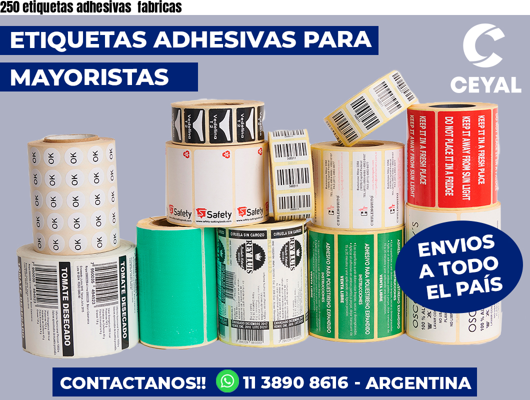 250 etiquetas adhesivas  fabricas