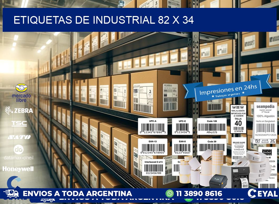 etiquetas de industrial 82 x 34