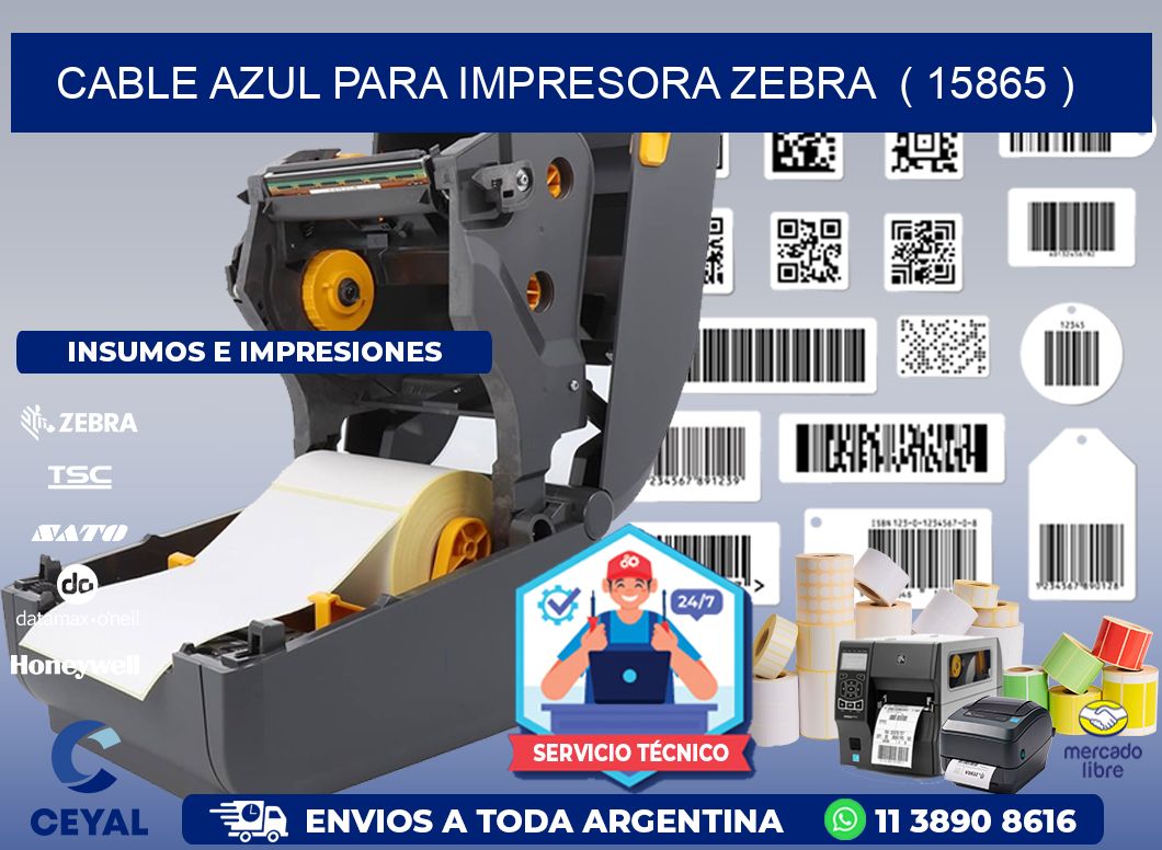 cable azul para impresora zebra  ( 15865 )