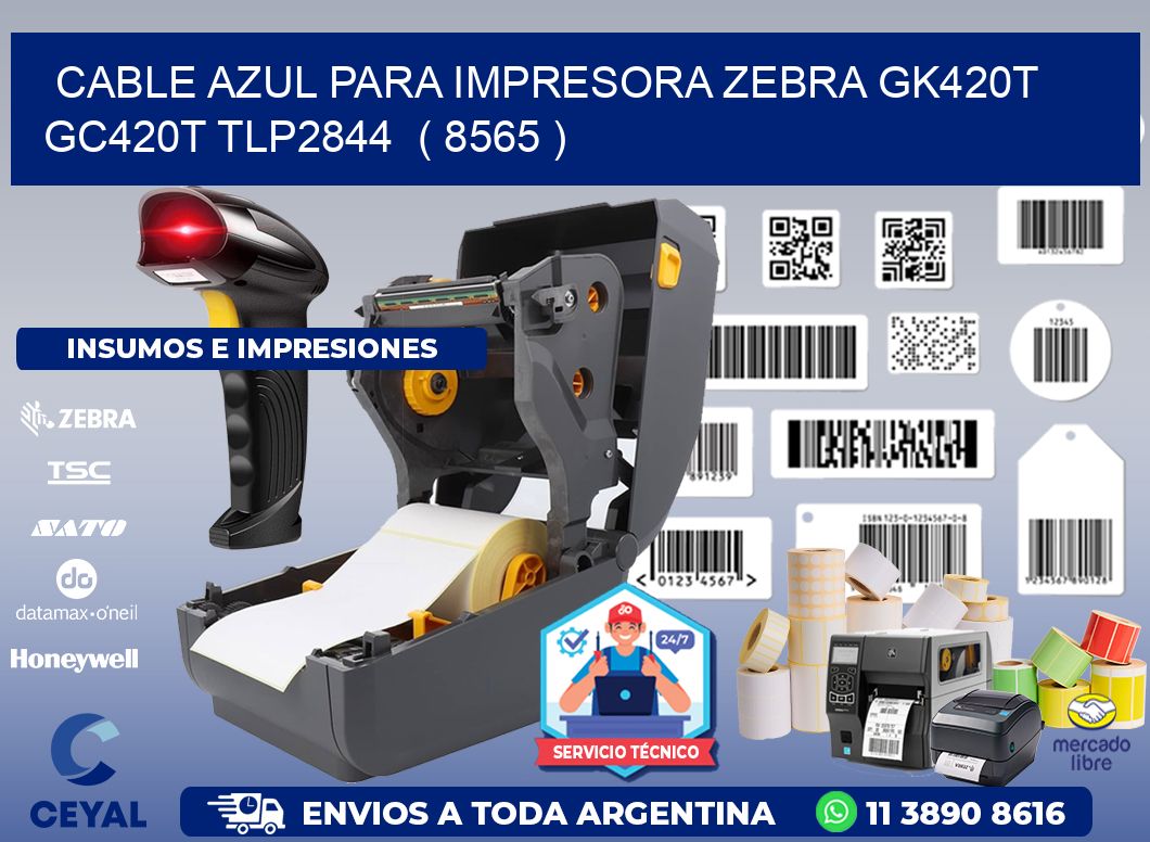 cable azul para impresora zebra GK420T GC420T TLP2844  ( 8565 )