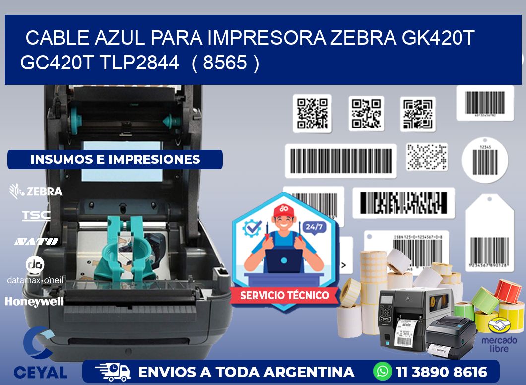 cable azul para impresora zebra GK420T GC420T TLP2844  ( 8565 )