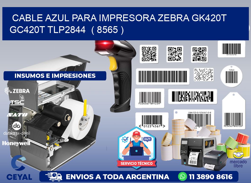 cable azul para impresora zebra GK420T GC420T TLP2844  ( 8565 )