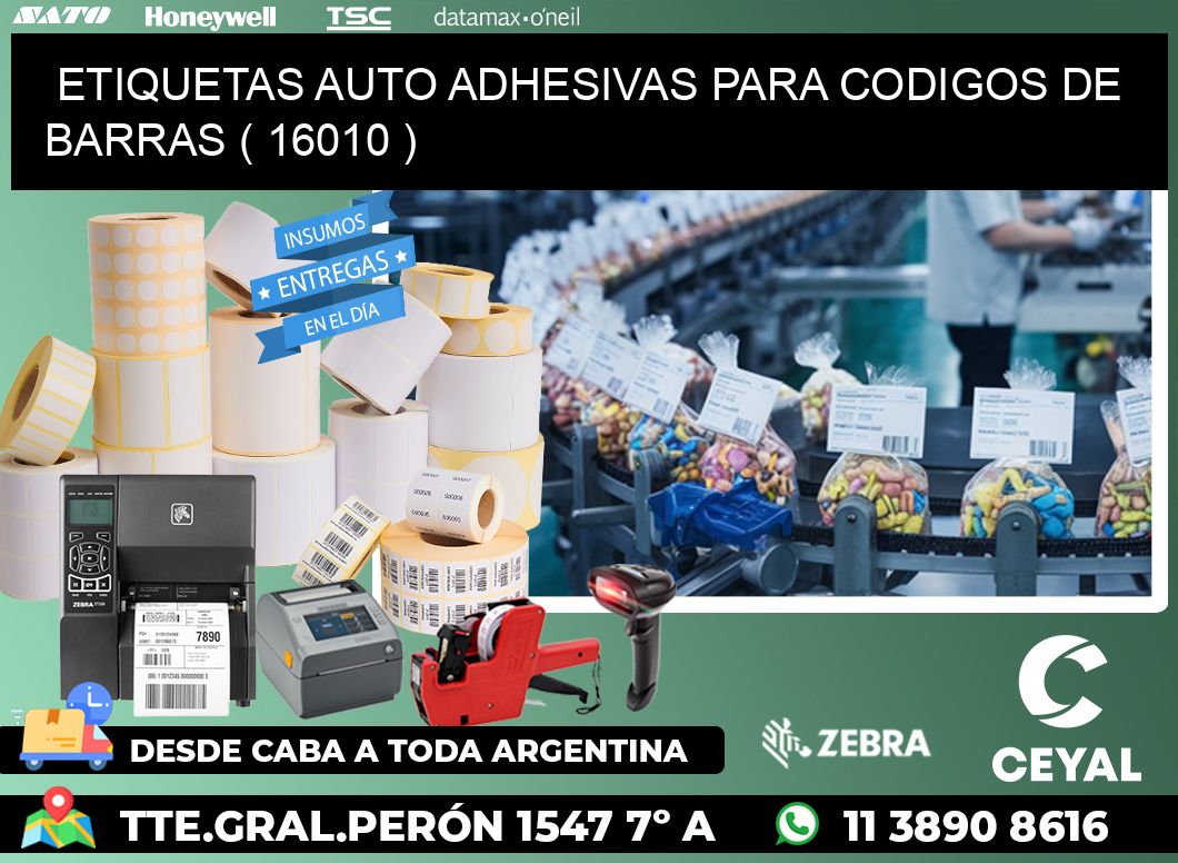 ETIQUETAS AUTO ADHESIVAS PARA CODIGOS DE BARRAS ( 16010 )