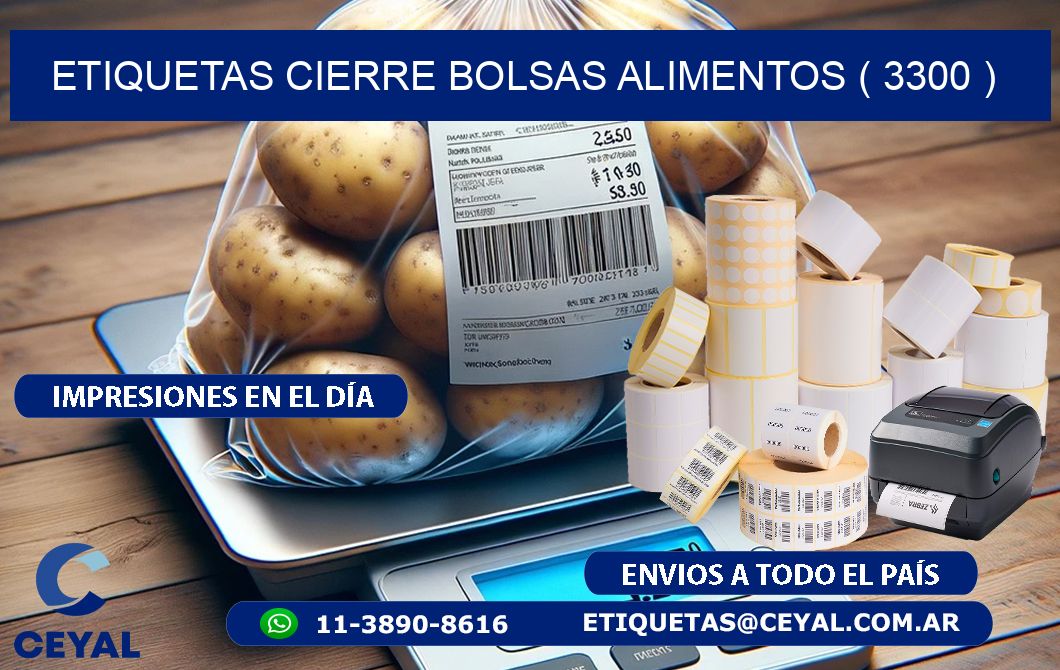 ETIQUETAS CIERRE BOLSAS ALIMENTOS ( 3300 )