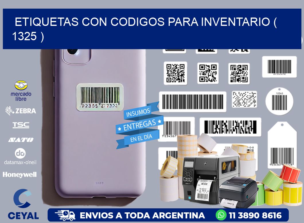 ETIQUETAS CON CODIGOS PARA INVENTARIO ( 1325 )