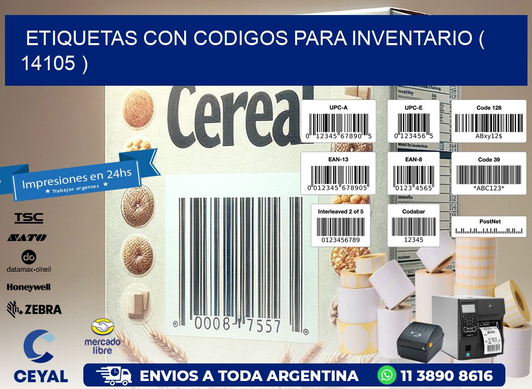 ETIQUETAS CON CODIGOS PARA INVENTARIO ( 14105 )