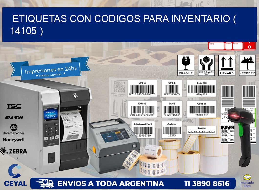 ETIQUETAS CON CODIGOS PARA INVENTARIO ( 14105 )