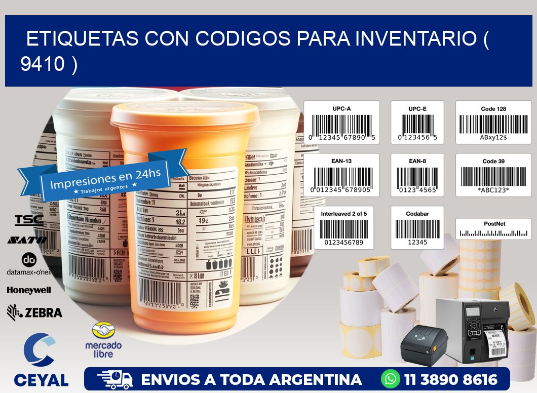 ETIQUETAS CON CODIGOS PARA INVENTARIO ( 9410 )