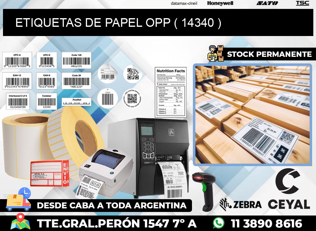 ETIQUETAS DE PAPEL OPP ( 14340 )