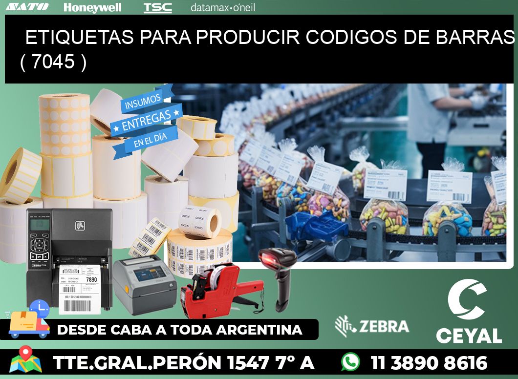 ETIQUETAS PARA PRODUCIR CODIGOS DE BARRAS ( 7045 )