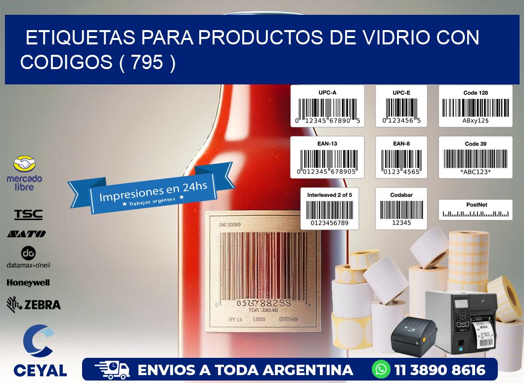 ETIQUETAS PARA PRODUCTOS DE VIDRIO CON CODIGOS ( 795 )