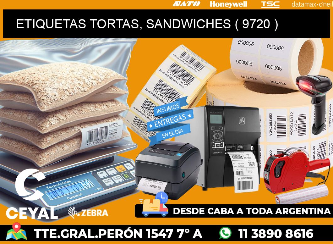 ETIQUETAS TORTAS, SANDWICHES ( 9720 )