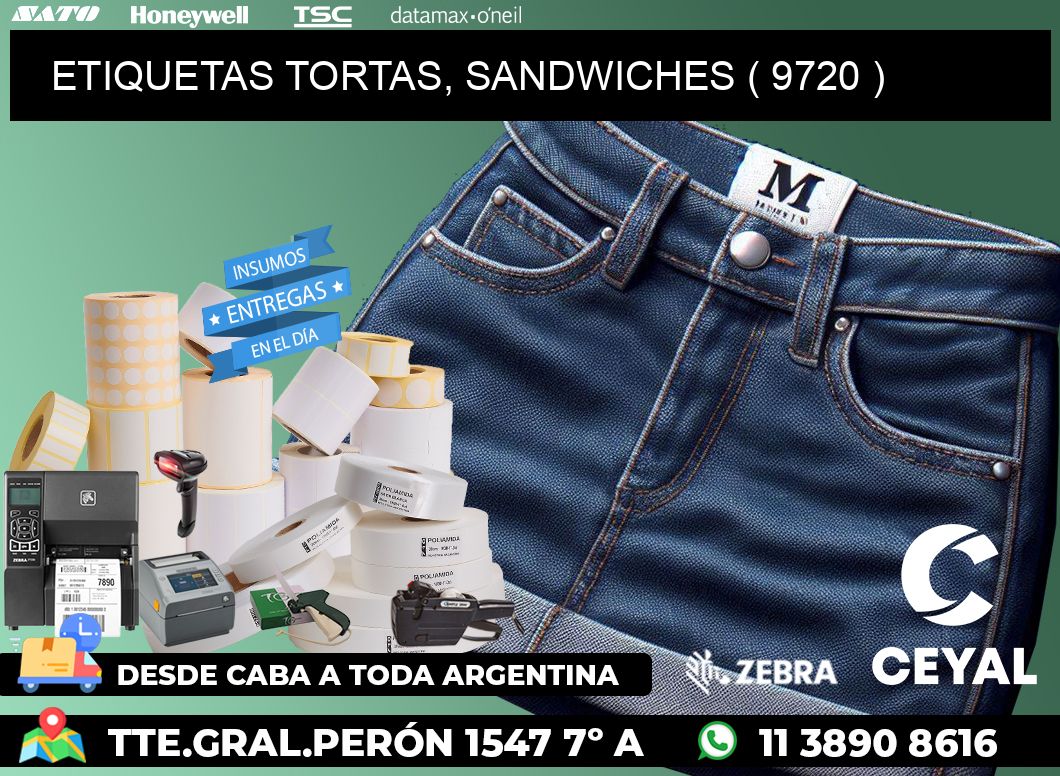 ETIQUETAS TORTAS, SANDWICHES ( 9720 )