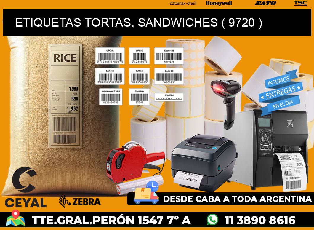 ETIQUETAS TORTAS, SANDWICHES ( 9720 )