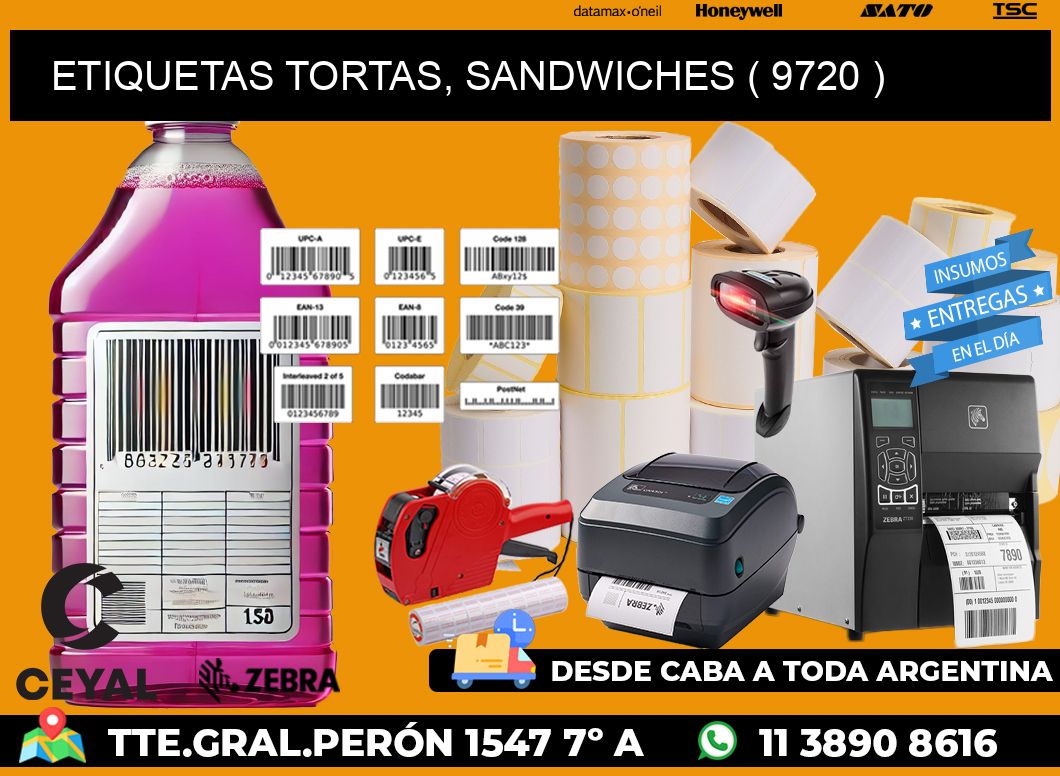 ETIQUETAS TORTAS, SANDWICHES ( 9720 )