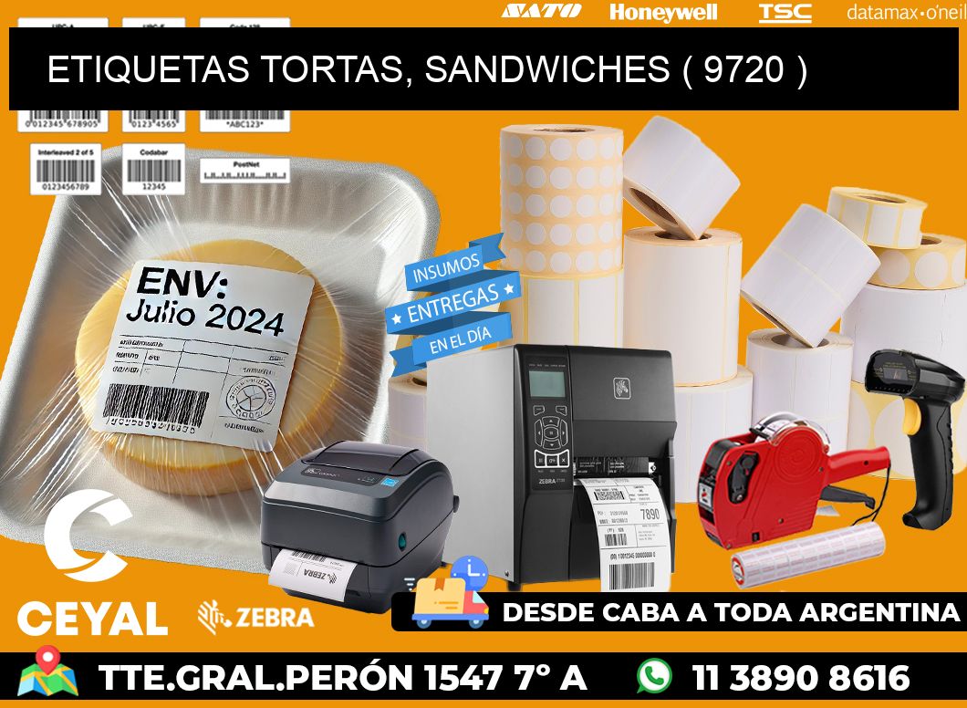 ETIQUETAS TORTAS, SANDWICHES ( 9720 )