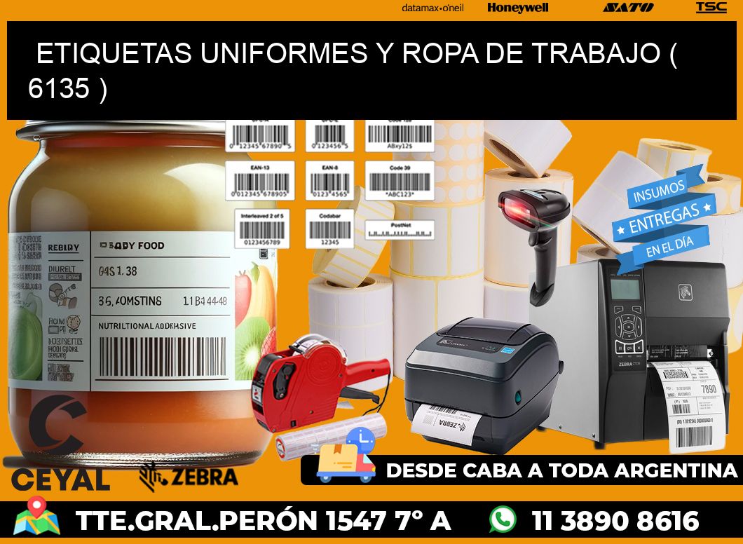 ETIQUETAS UNIFORMES Y ROPA DE TRABAJO ( 6135 )