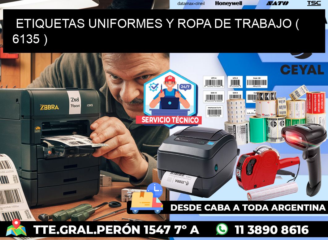 ETIQUETAS UNIFORMES Y ROPA DE TRABAJO ( 6135 )