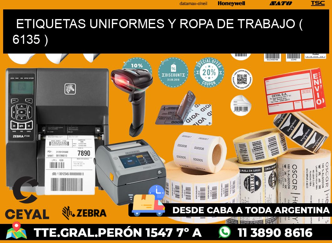 ETIQUETAS UNIFORMES Y ROPA DE TRABAJO ( 6135 )