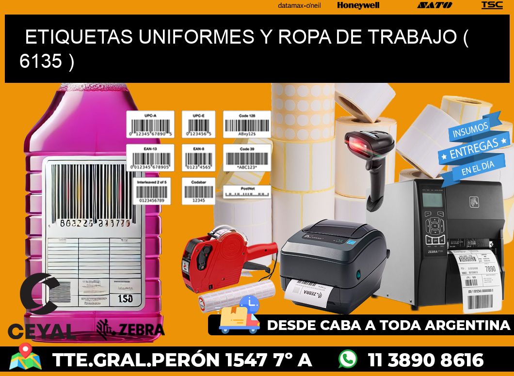 ETIQUETAS UNIFORMES Y ROPA DE TRABAJO ( 6135 )