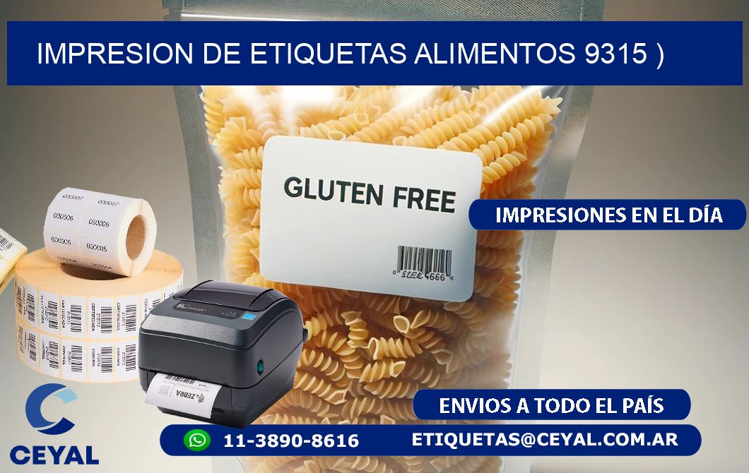 IMPRESION DE ETIQUETAS ALIMENTOS 9315 )