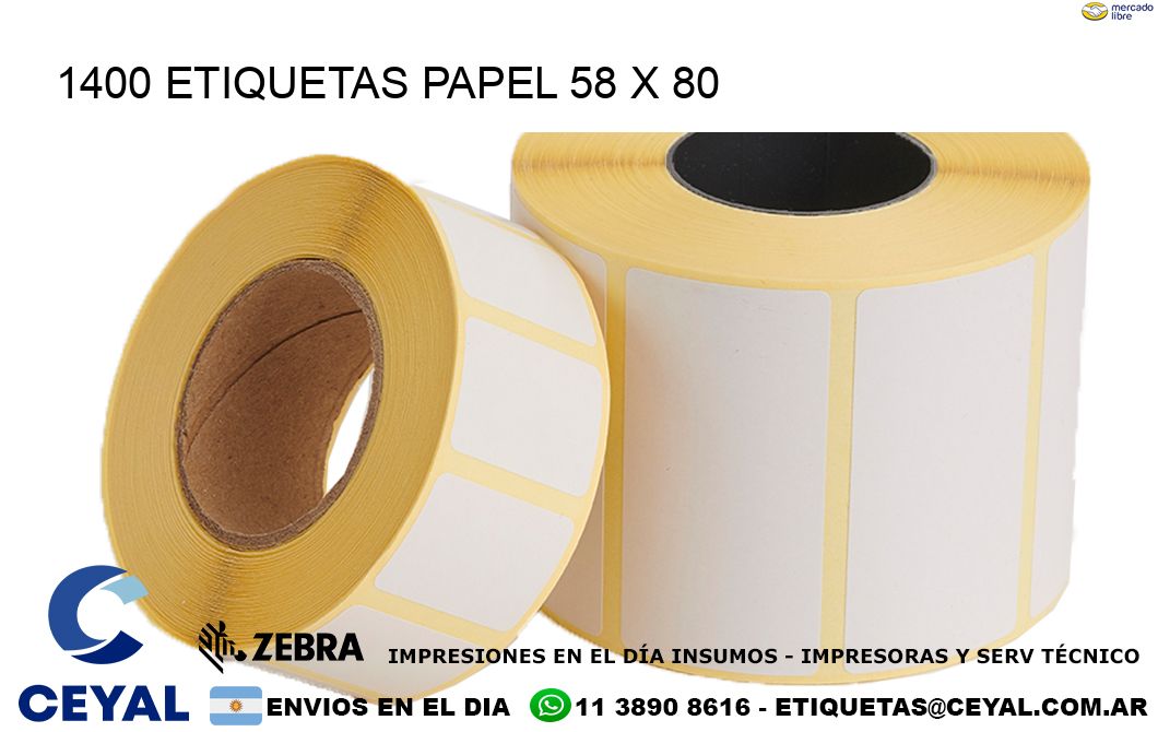 1400 ETIQUETAS PAPEL 58 x 80