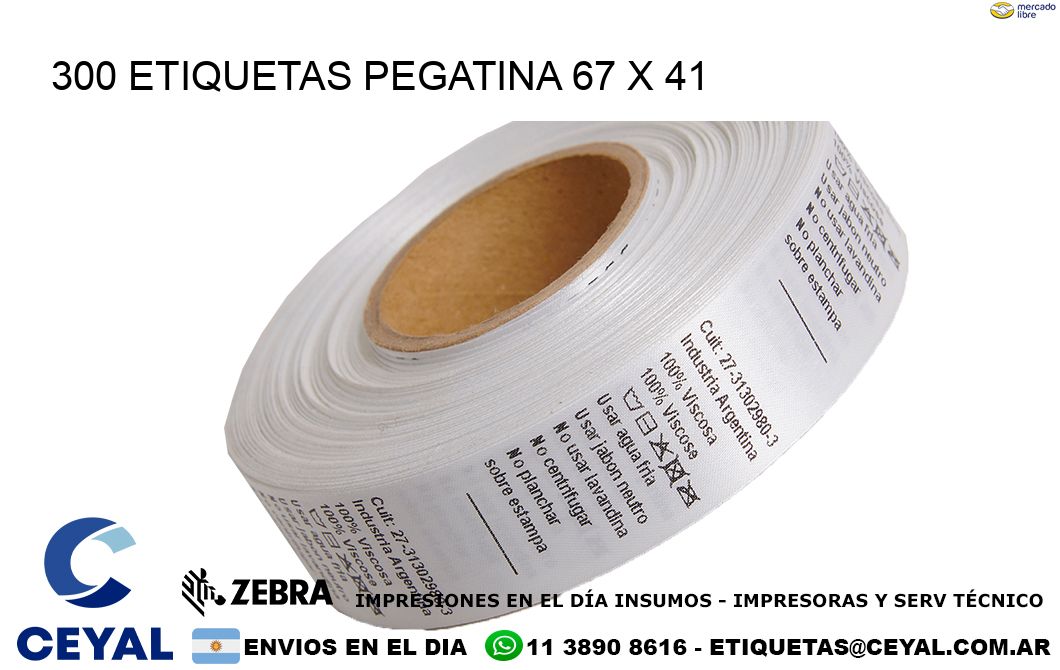 300 ETIQUETAS PEGATINA 67 x 41