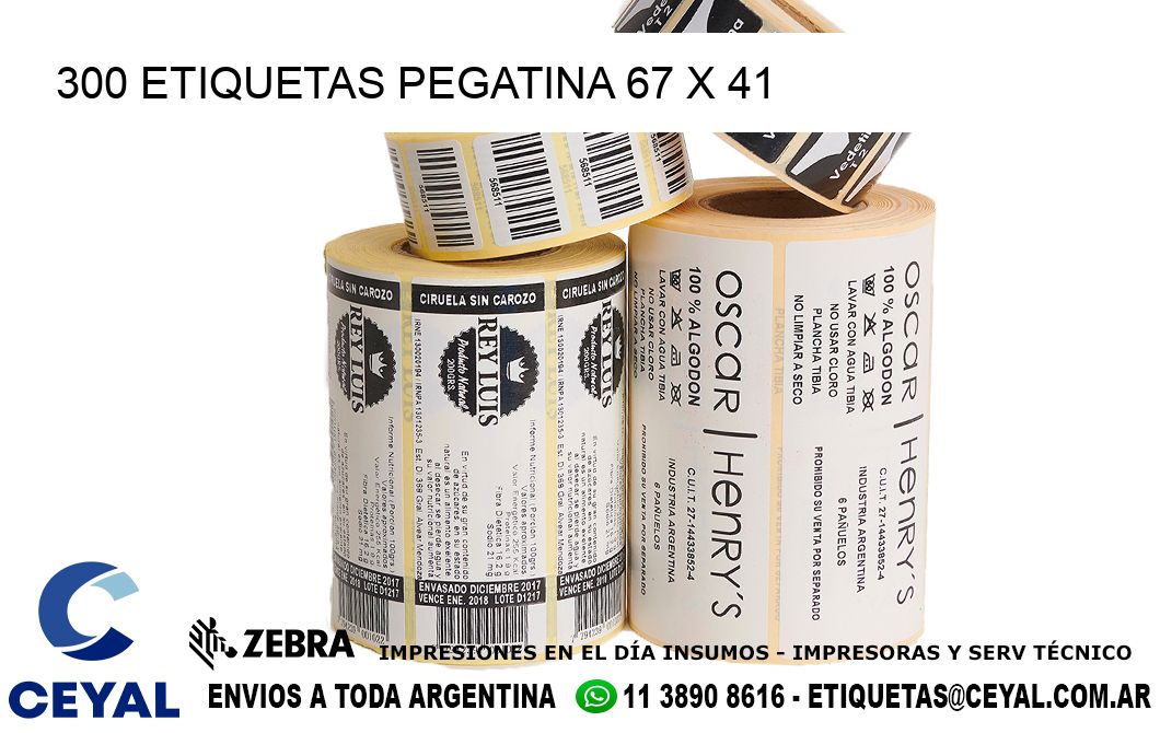 300 ETIQUETAS PEGATINA 67 x 41