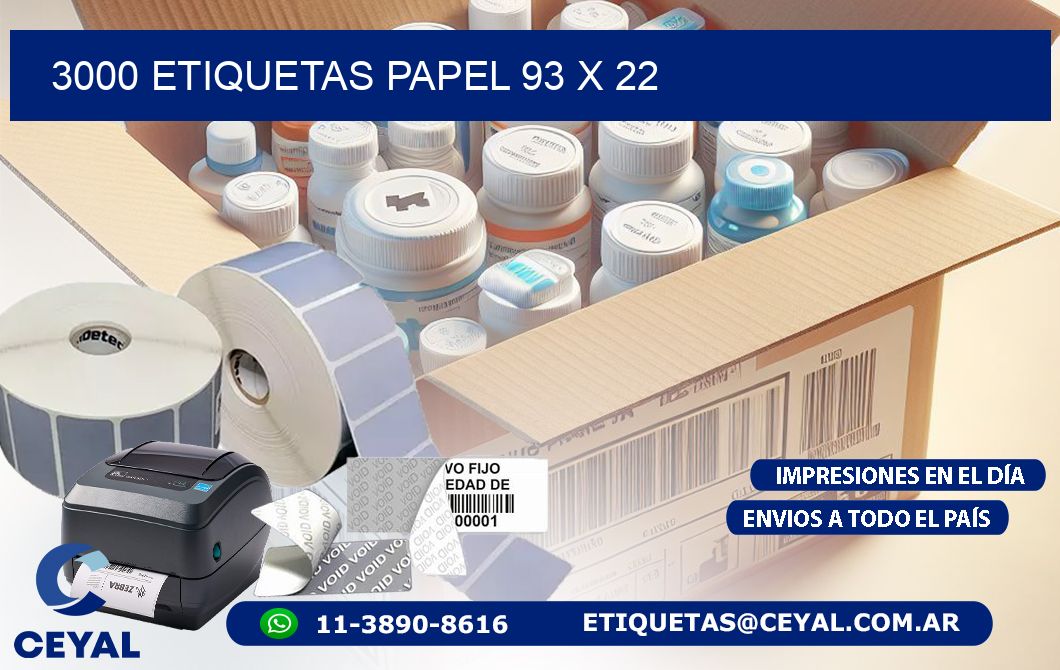 3000 ETIQUETAS PAPEL 93 x 22