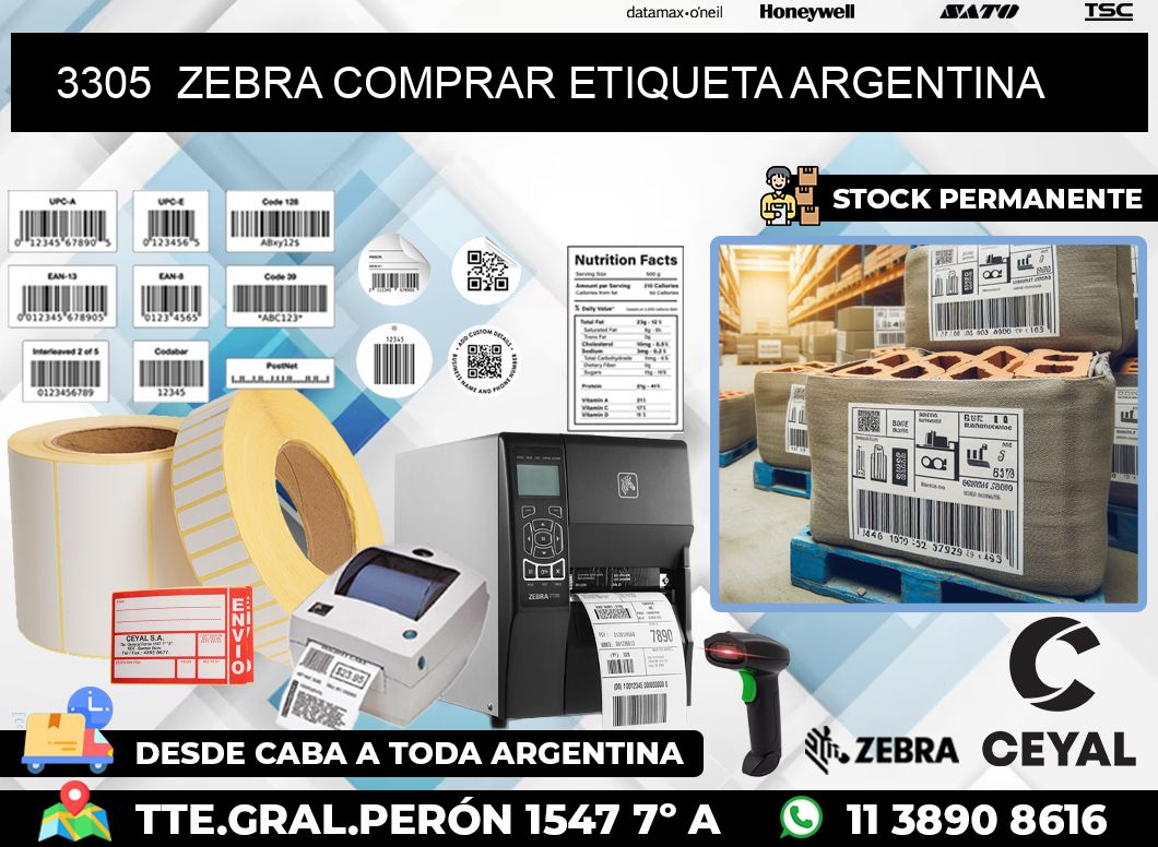 3305  ZEBRA COMPRAR ETIQUETA ARGENTINA