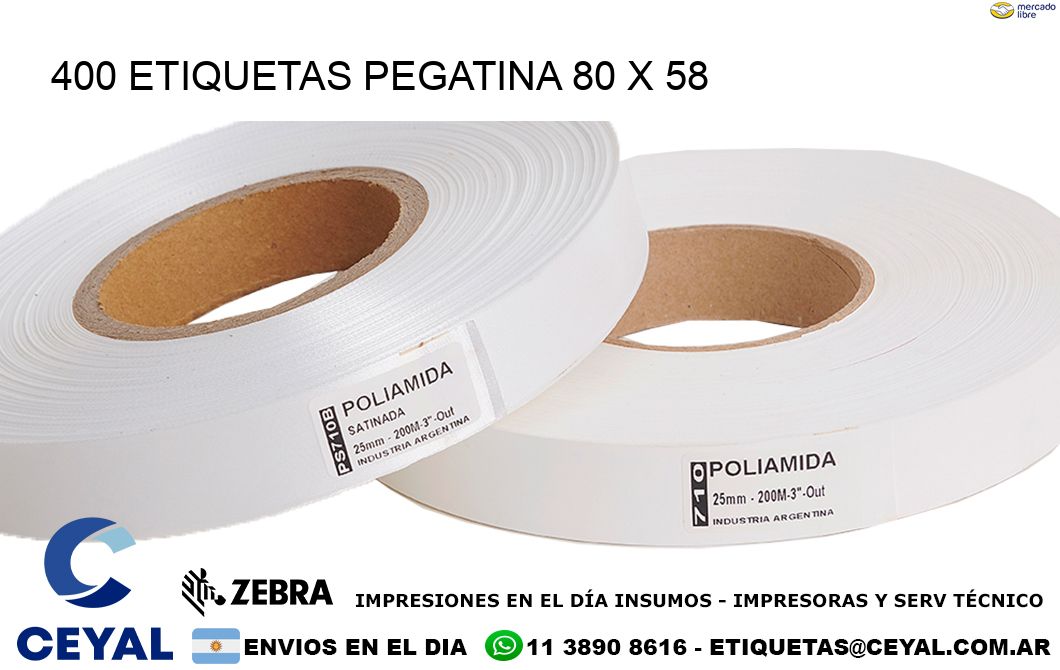 400 ETIQUETAS PEGATINA 80 x 58