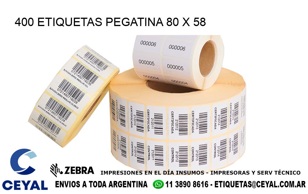 400 ETIQUETAS PEGATINA 80 x 58