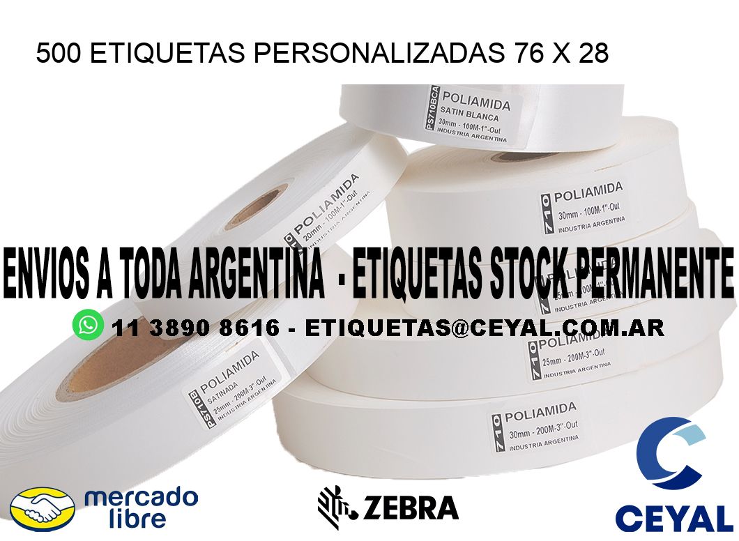 500 ETIQUETAS PERSONALIZADAS 76 x 28