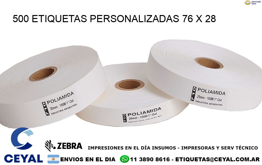 500 ETIQUETAS PERSONALIZADAS 76 x 28