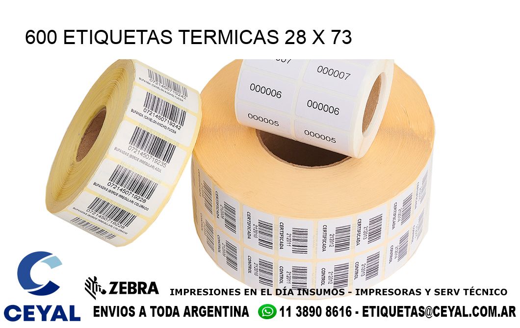 600 ETIQUETAS TERMICAS 28 x 73