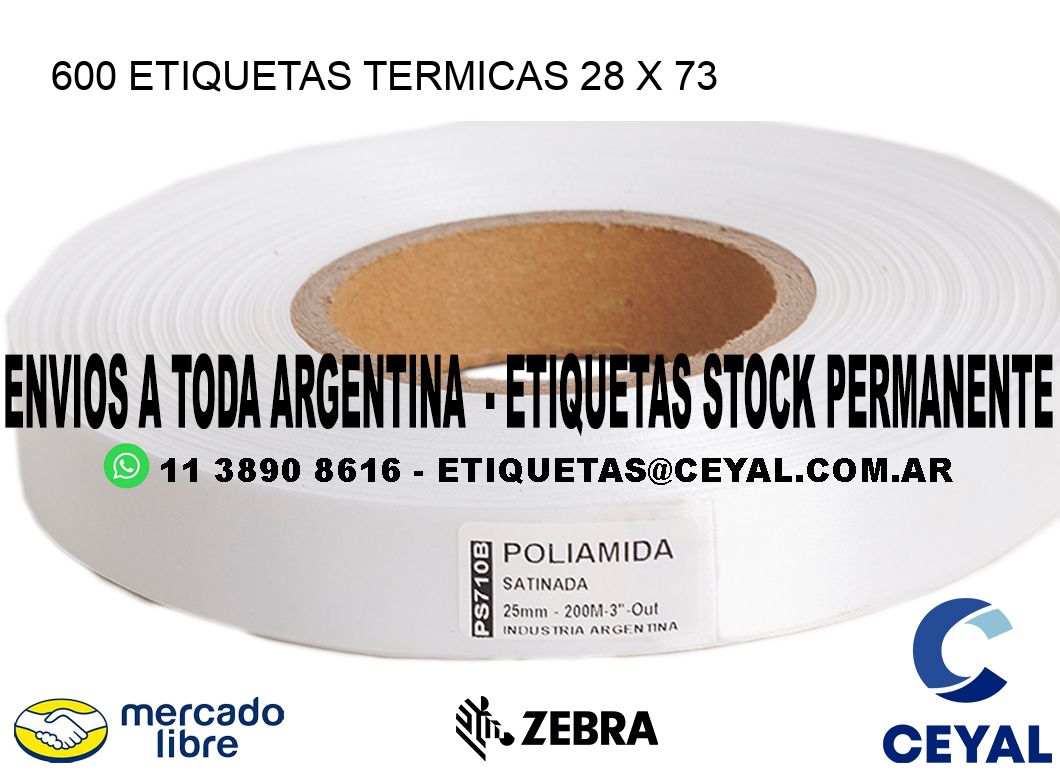 600 ETIQUETAS TERMICAS 28 x 73