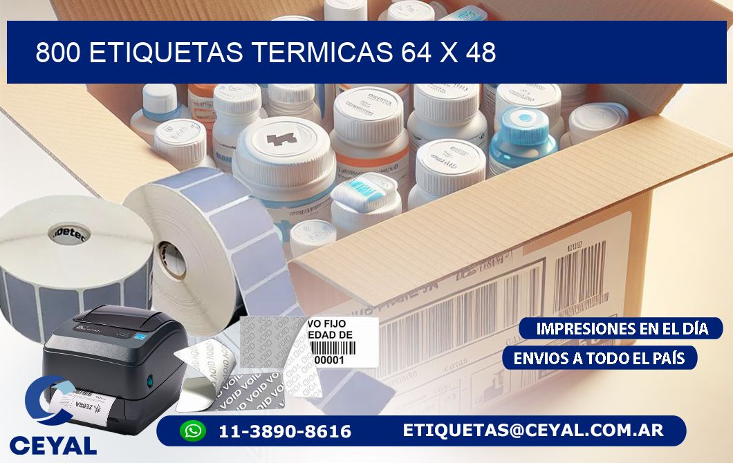 800 ETIQUETAS TERMICAS 64 x 48