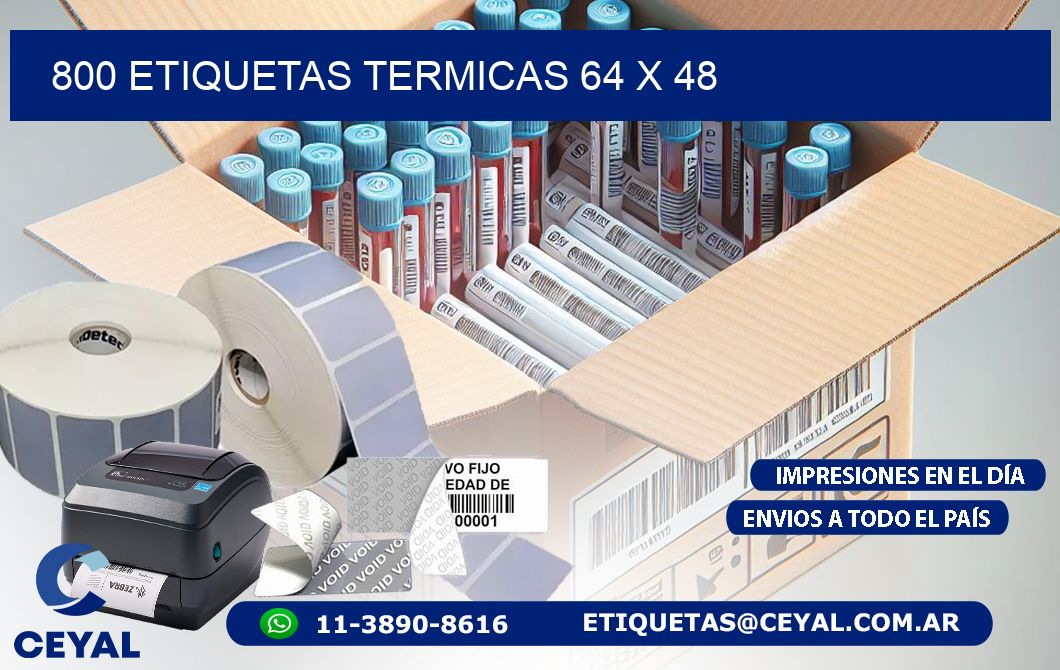 800 ETIQUETAS TERMICAS 64 x 48