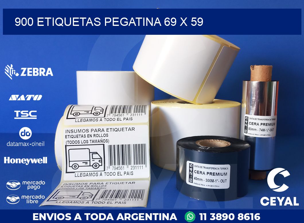 900 ETIQUETAS PEGATINA 69 x 59