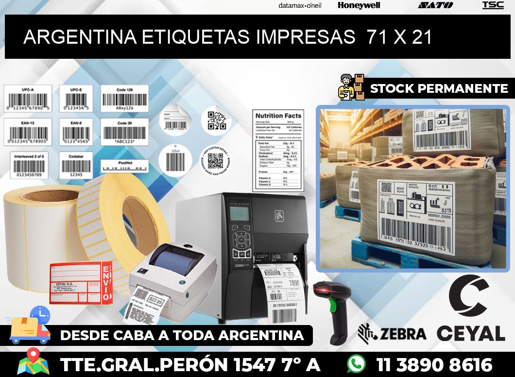 ARGENTINA ETIQUETAS IMPRESAS  71 x 21