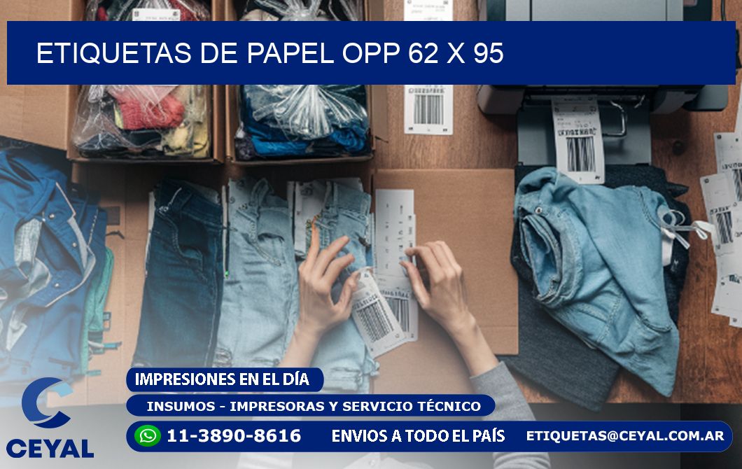 ETIQUETAS DE PAPEL OPP 62 x 95